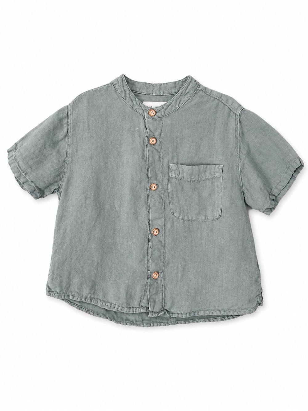 Zara Boys 100% Linen Button-Down Shirt | Sage Green | Size 4